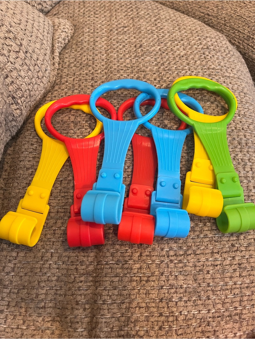 Multi-Color Clip-On  Hooks for cribs and playpens- Red, Blue, Yellow, Green